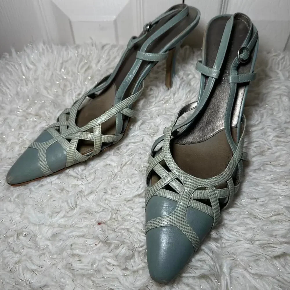 Anne Klein sage strappy pointed toe heels y2k slingback pumps